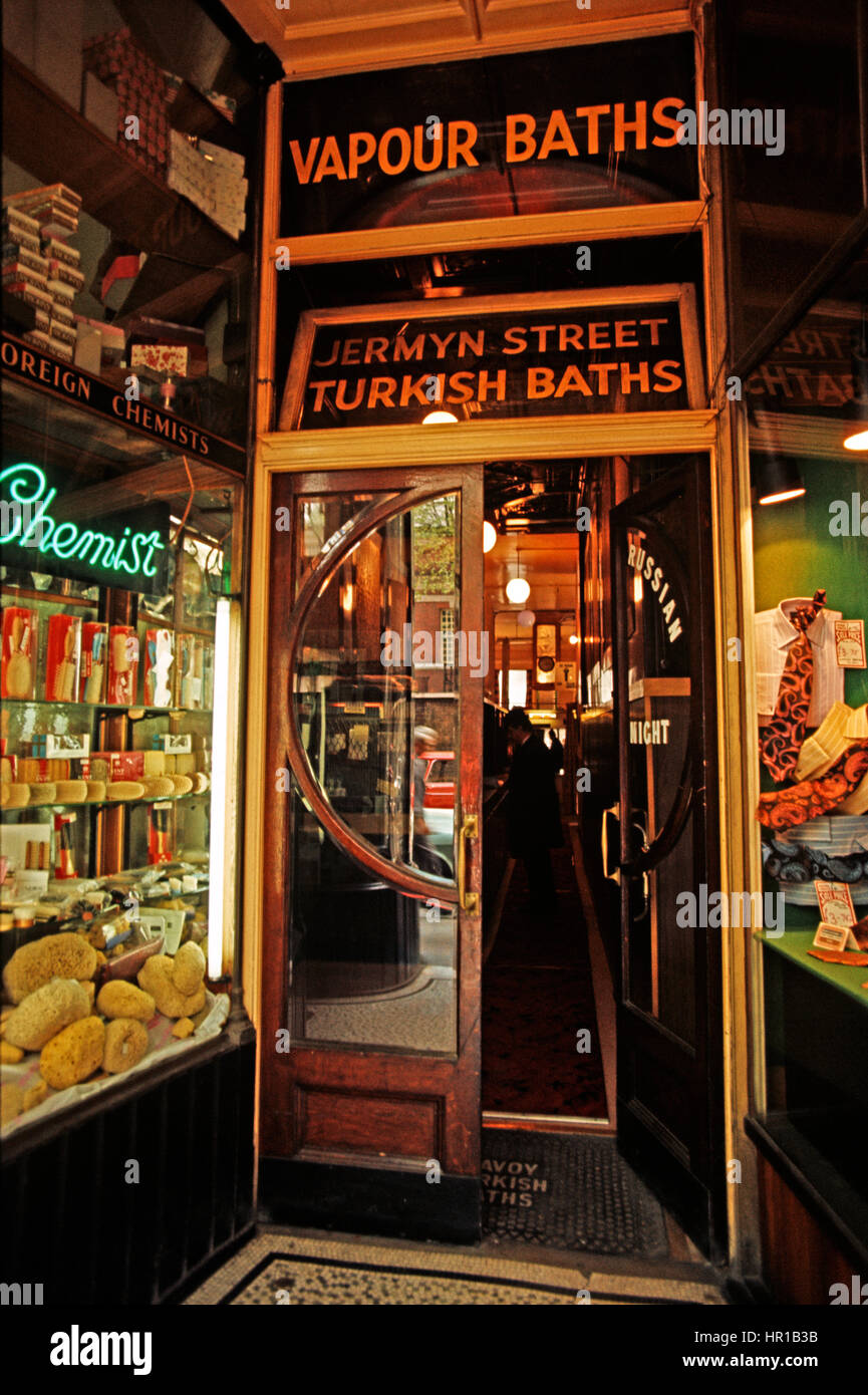 TURKISH BATHS AND VAPOUR BATHS ENTRANCE, JERMYN STREET, PICCADILLY, LONDON, 1972 Stock Photo Alamy