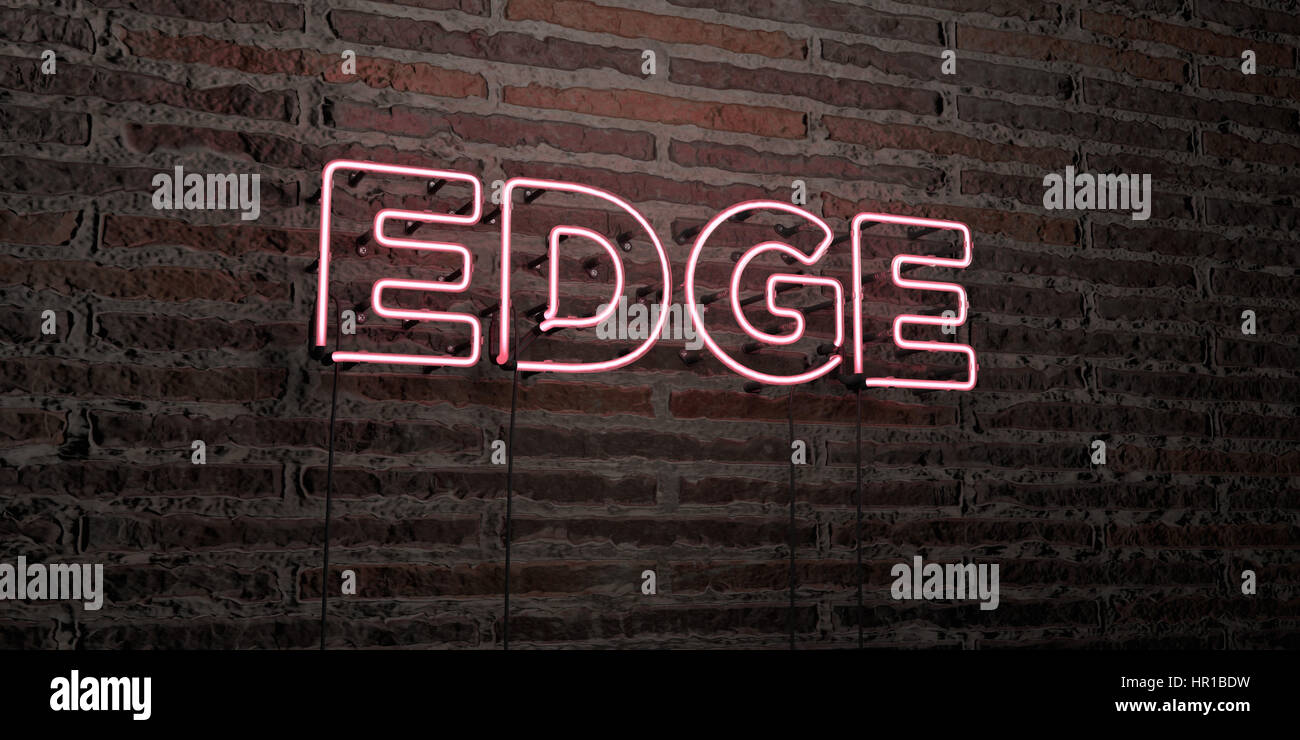 EDGE -Realistic Neon Sign on Brick Wall background - 3D rendered ...