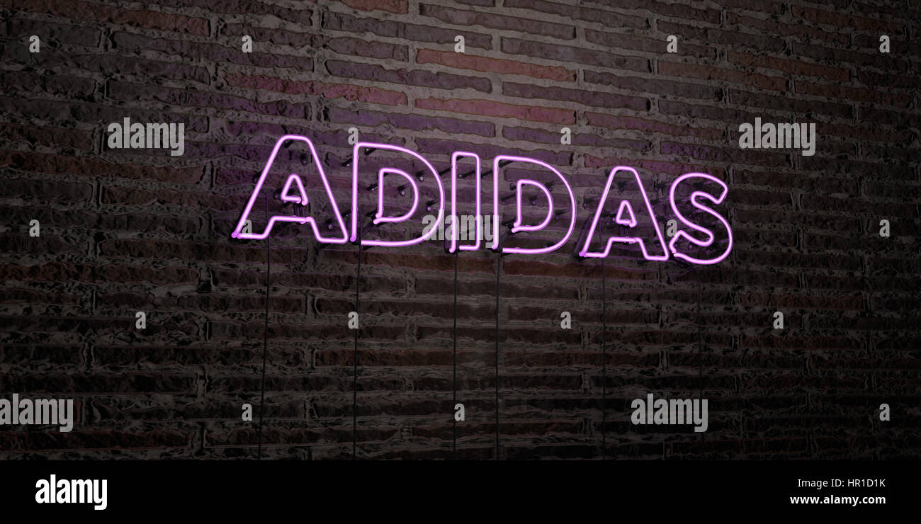ADIDAS -Realistic Neon Sign on Brick Wall background - 3D rendered royalty  free stock image. Can be used for online banner ads and direct mailers  Stock Photo - Alamy