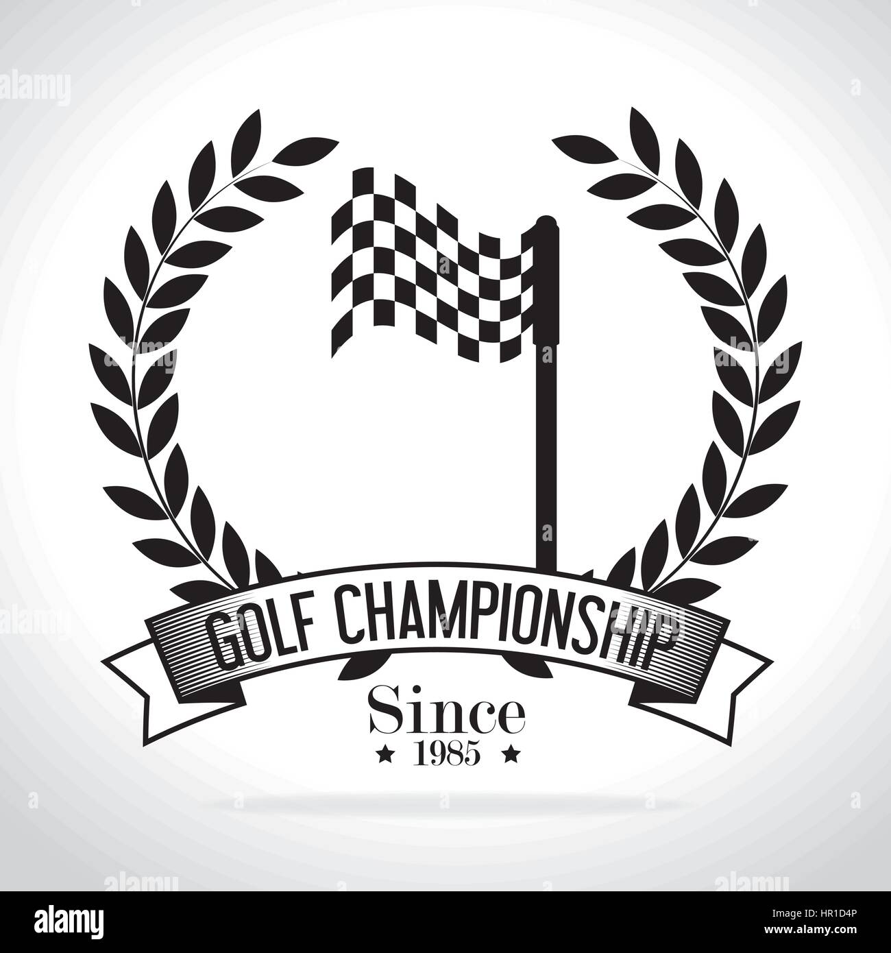 golf sport flag emblem icon Stock Vector