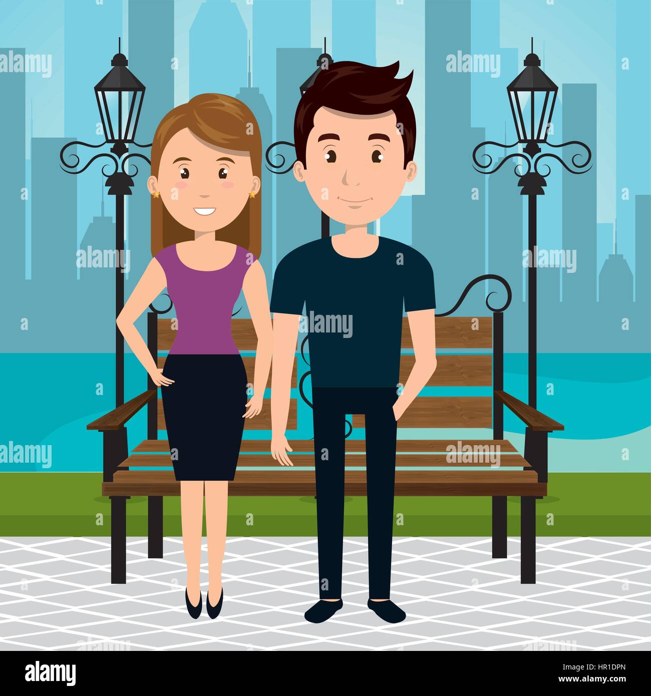 couple on the park Stock Vector Image & Art - Alamy