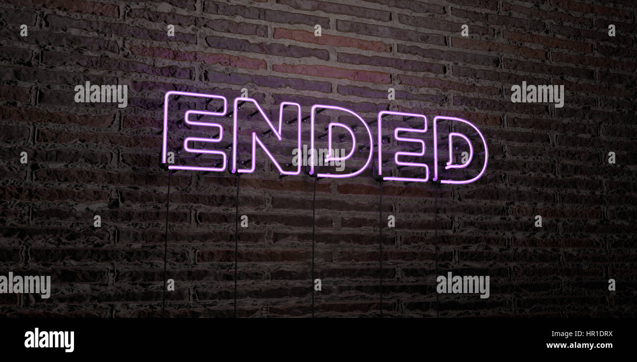 ENDED -Realistic Neon Sign on Brick Wall background - 3D rendered ...