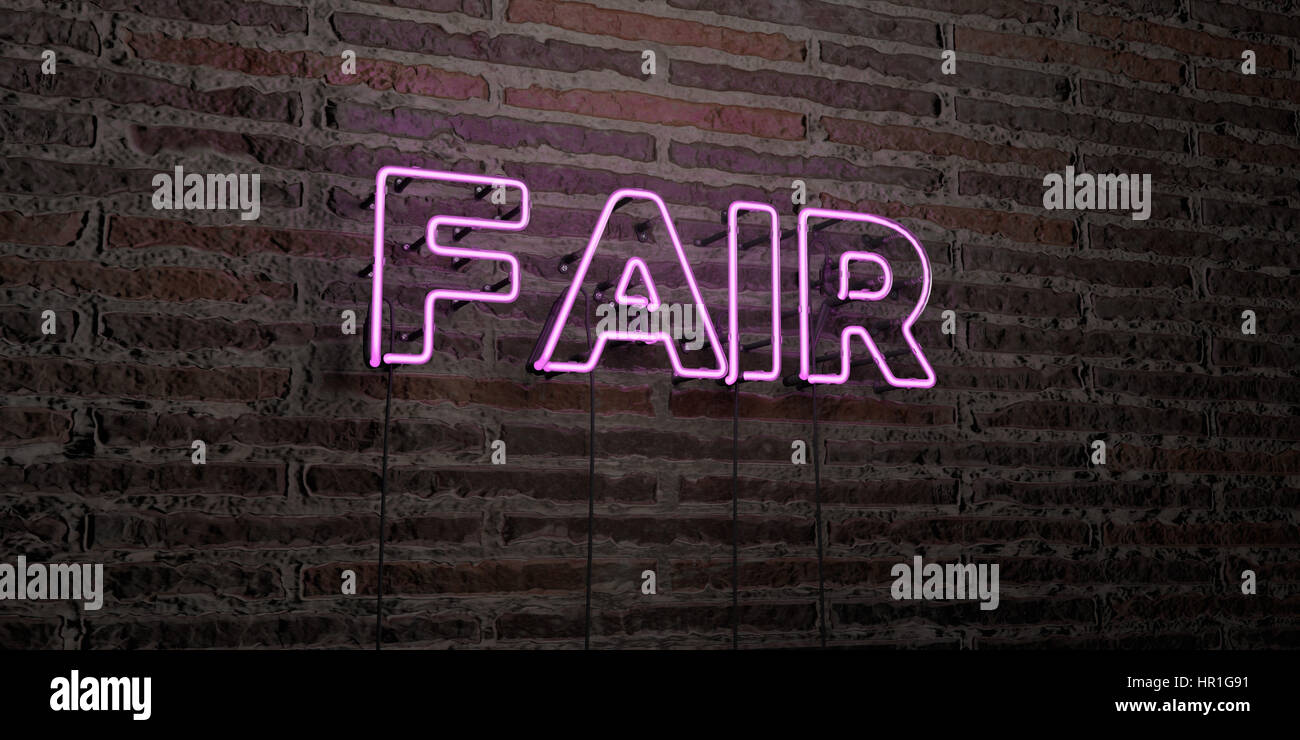 FAIR -Realistic Neon Sign on Brick Wall background - 3D rendered ...