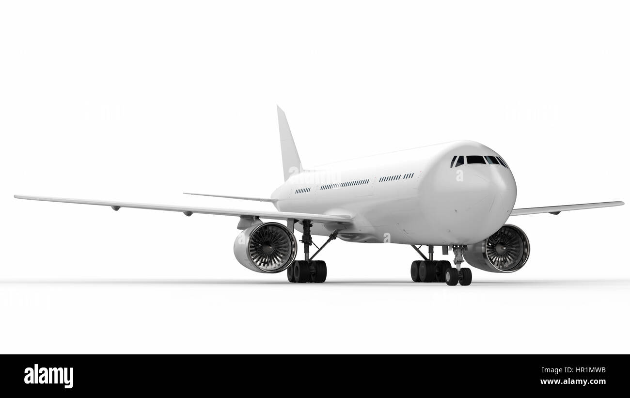 3d rendering white airplane on white background Stock Photo - Alamy