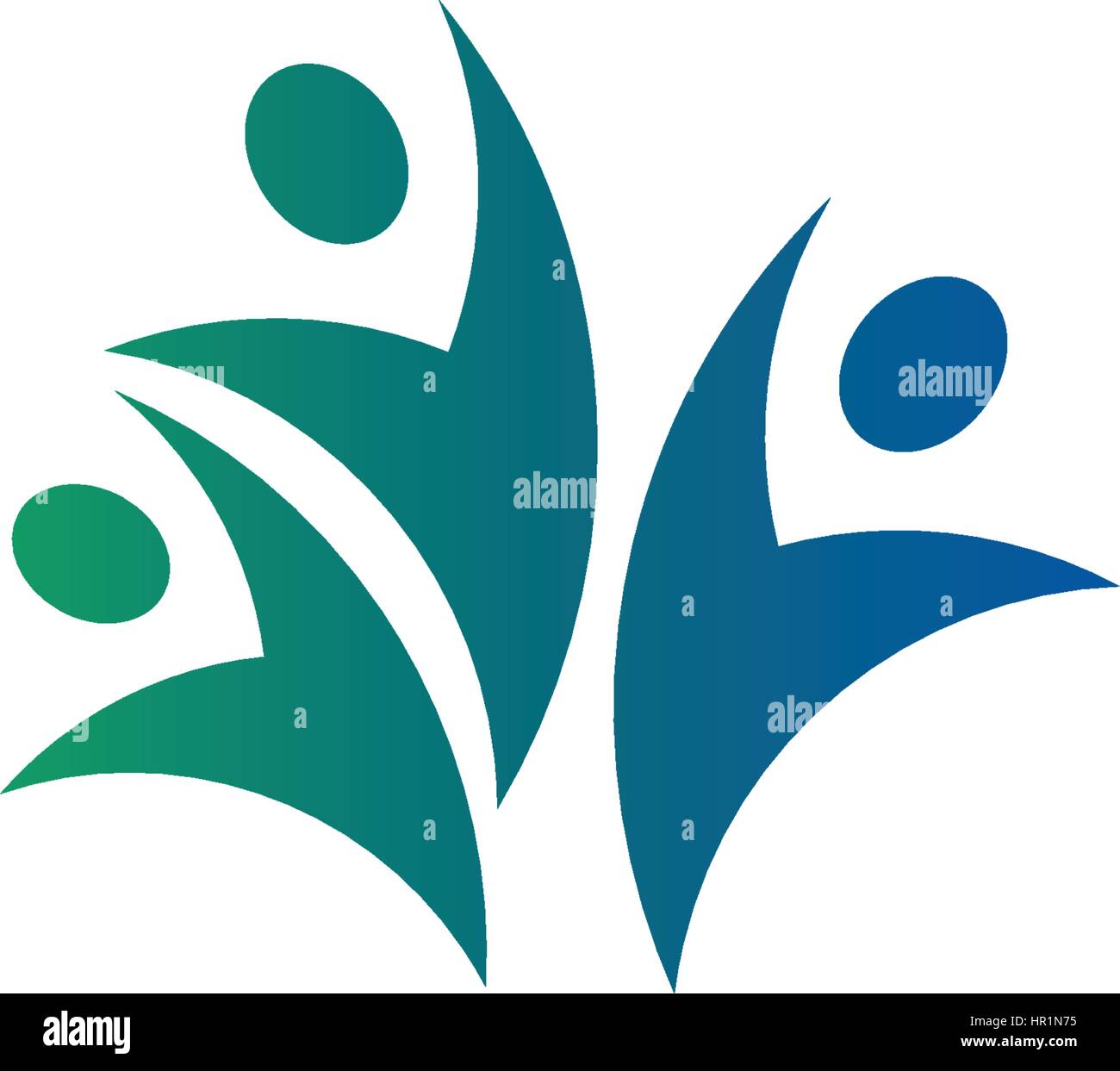 Isolated abstract blue and green color group of three people logo on white background vector illustration. Stock Vector