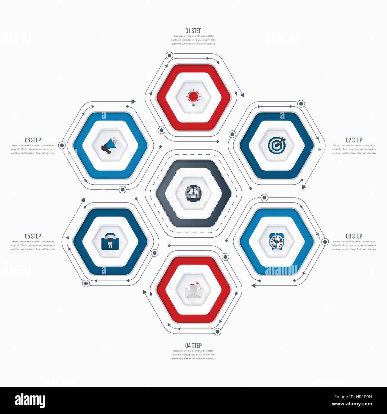 Infographics template 6 options with hexagon Stock Vector Image & Art ...