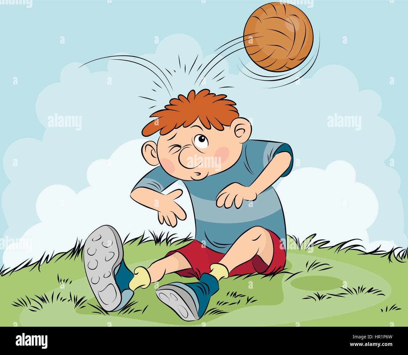 Vector illustration of a hit a ball on head Stock Vector Image & Art
