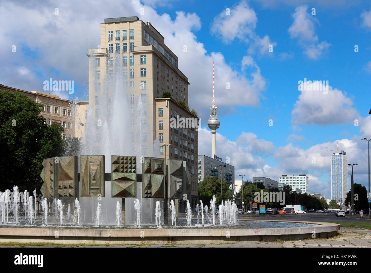 Berlin Strausberger square Karl Marx Allee Stock Photo