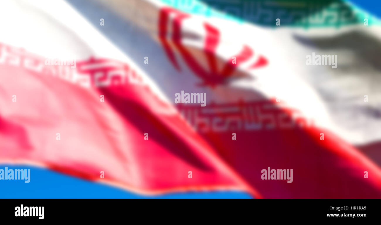 in iran blur  iranian waving flag  the blue sky and wind Stock Photo