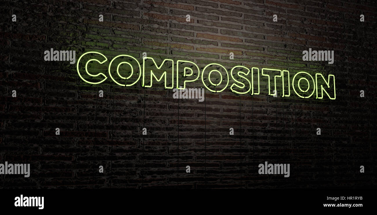 COMPOSITION -Realistic Neon Sign on Brick Wall background - 3D rendered ...