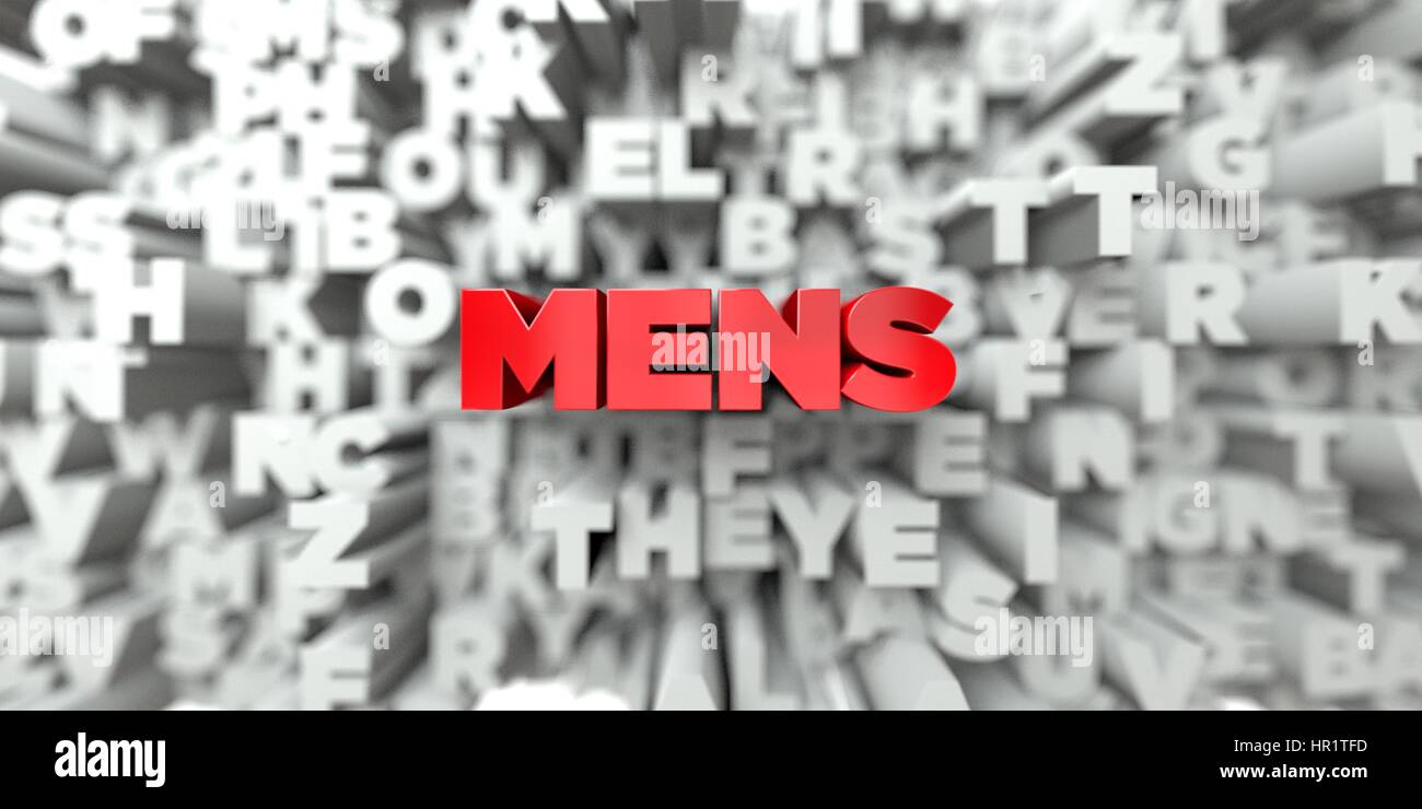 MENS - Red text on typography background - 3D rendered royalty free ...