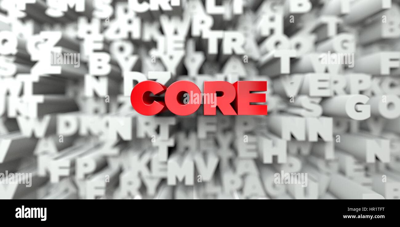 CORE - Red text on typography background - 3D rendered royalty free ...