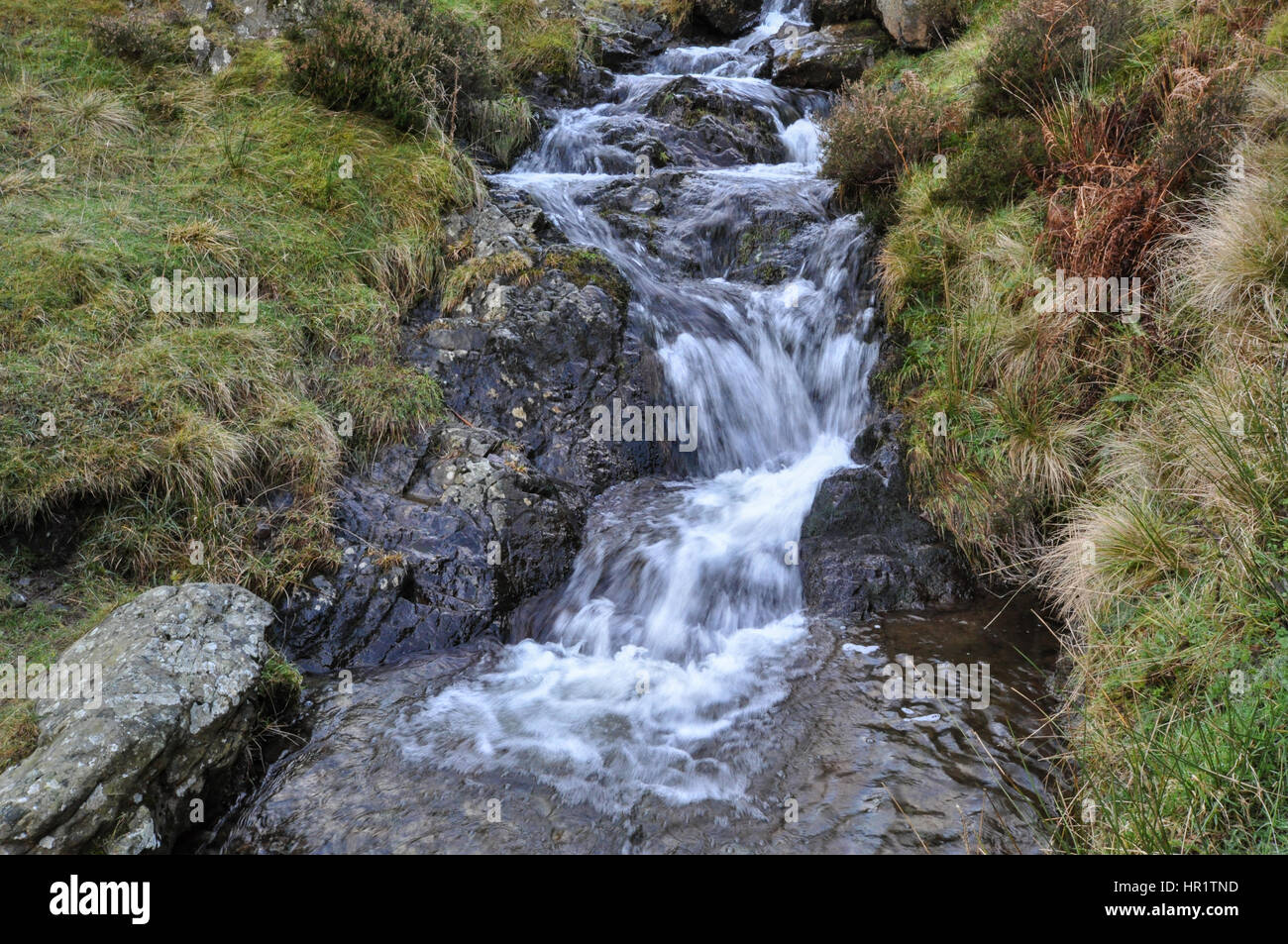 A stream on a winters morning at the Long Mynd, Shropshire Stock Photo