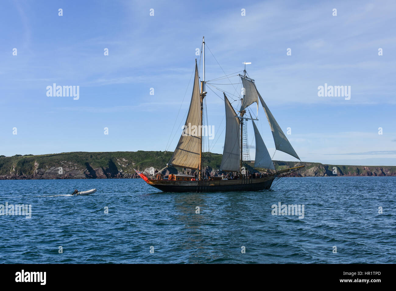 Classic sailing boat at Milford Haven in the summer of 2016 Stock Photo