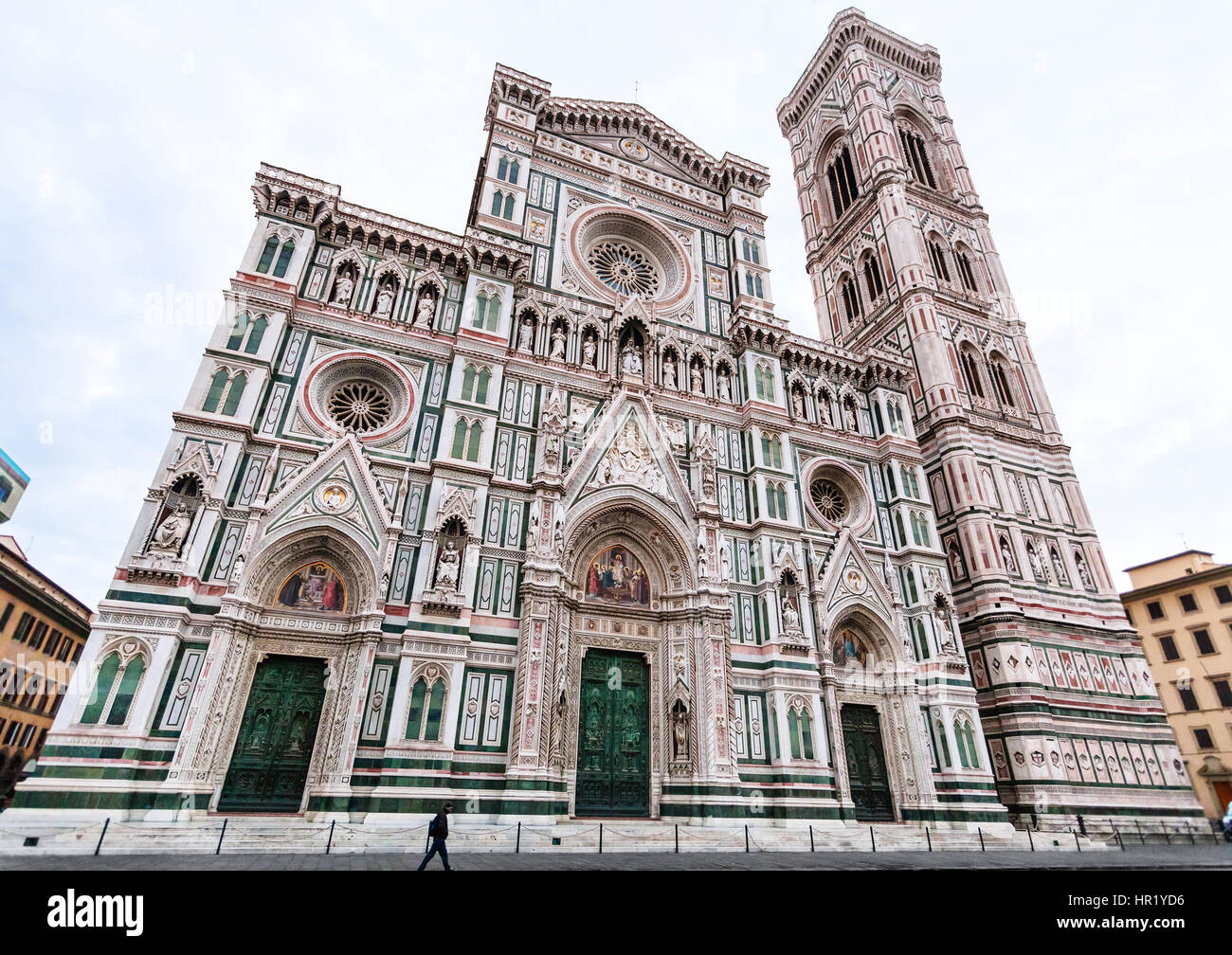 travel to Italy - view of Florence Duomo Cathedral (Cattedrale Santa Maria del Fiore, Duomo di Firenze, Cathedral of Saint Mary of the Flowers) and Gi Stock Photo