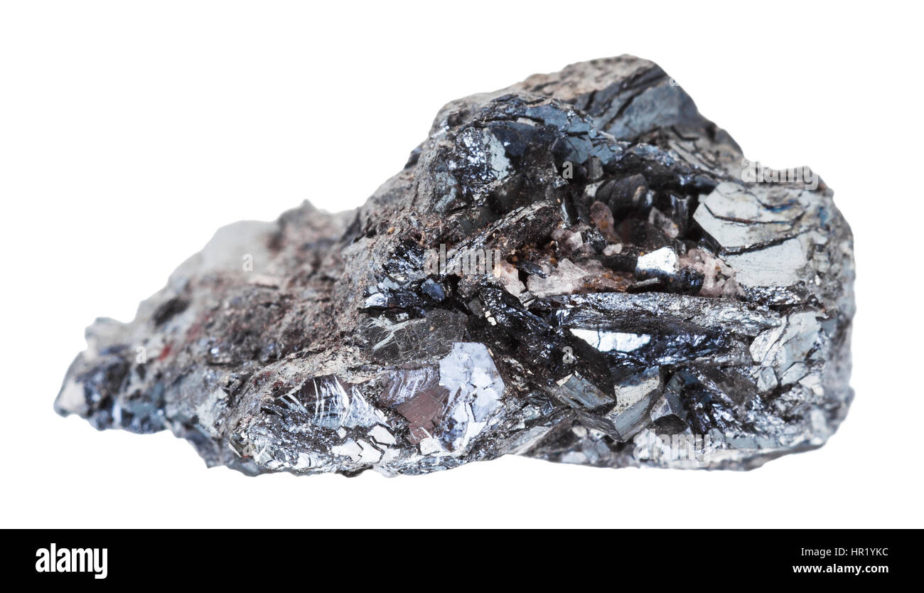 macro shooting of geological collection mineral - sample of hematite (iron ore) stone isolated on white background Stock Photo