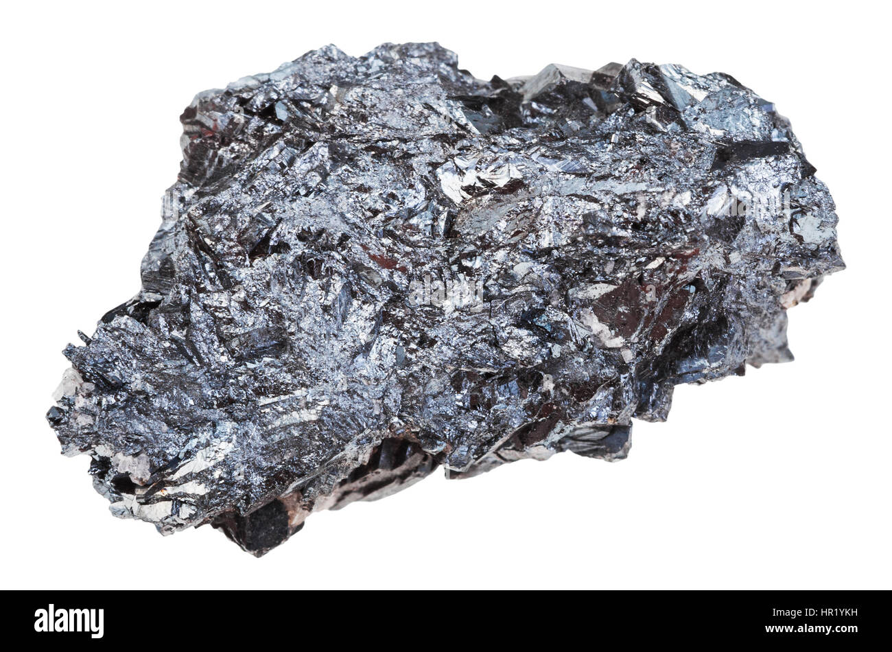 macro shooting of geological collection mineral - piece of hematite (iron ore) stone isolated on white background Stock Photo