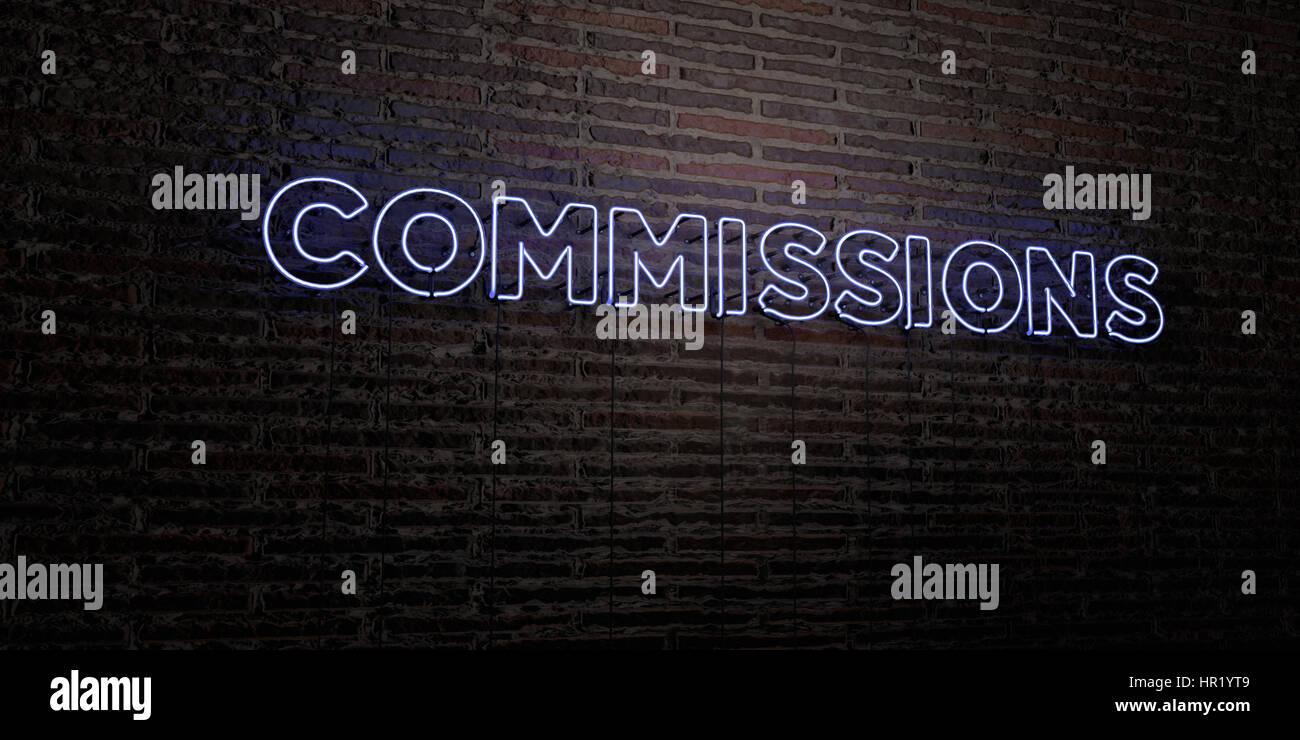 COMMISSIONS -Realistic Neon Sign on Brick Wall background - 3D rendered ...