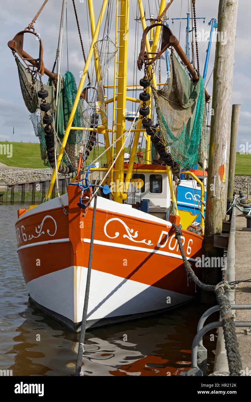 Fishing boats in the harbour, Dorum-Neufeld, Lower Saxony, Germany, Europe Stock Photo