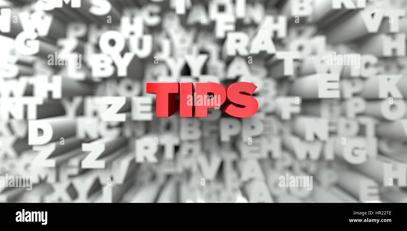 Tips Red Text On Typography Background 3d Rendered Royalty