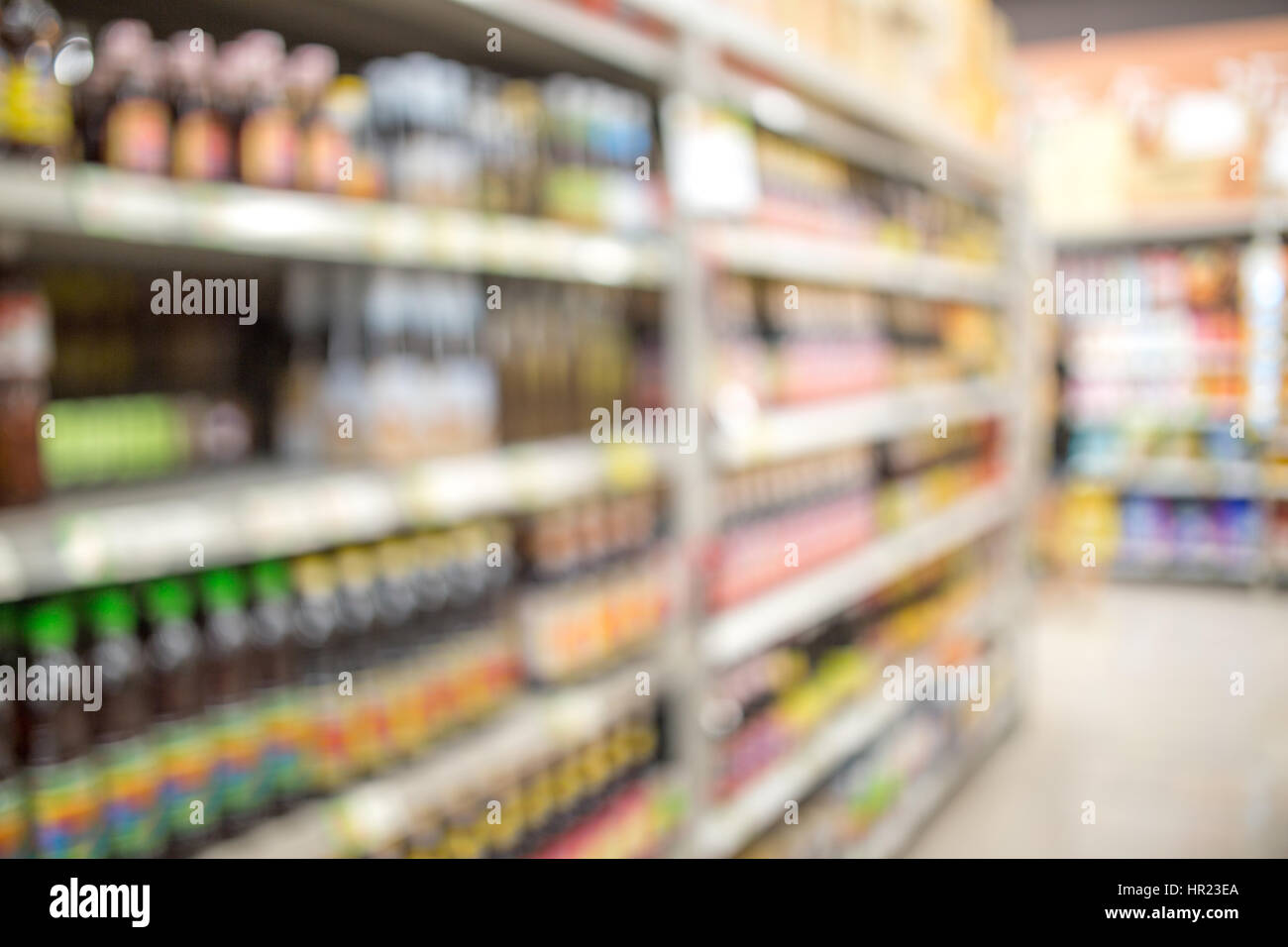 defocused of shelf in supermarket Stock Photo