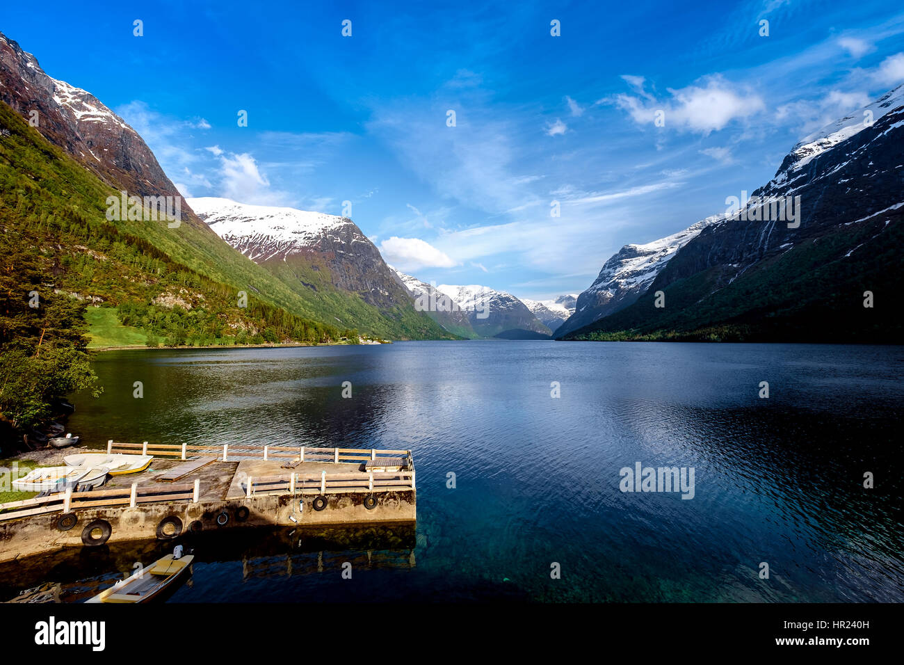 Beautiful Nature Norway natural landscape. lovatnet lake. Stock Photo