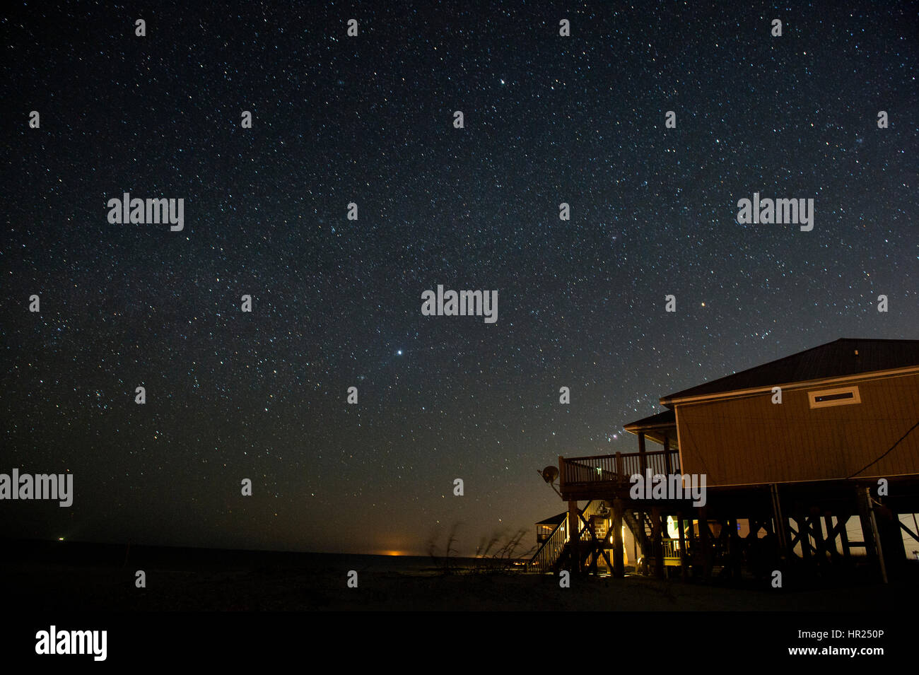 Starlit sky on Dauphin Island, Alabama Stock Photo