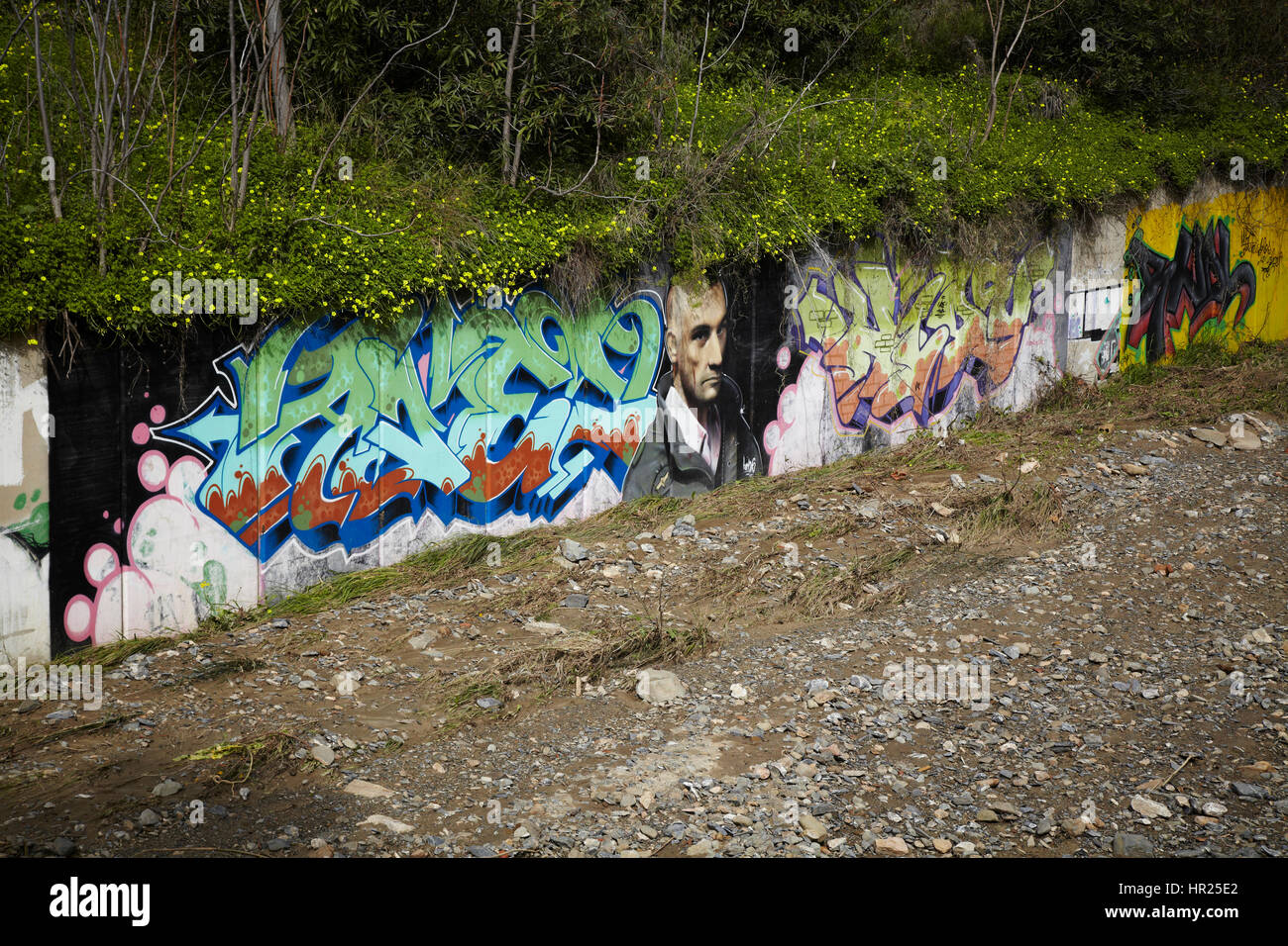 Street art on the road to the Botanic Garden. Malaga Stock Photo