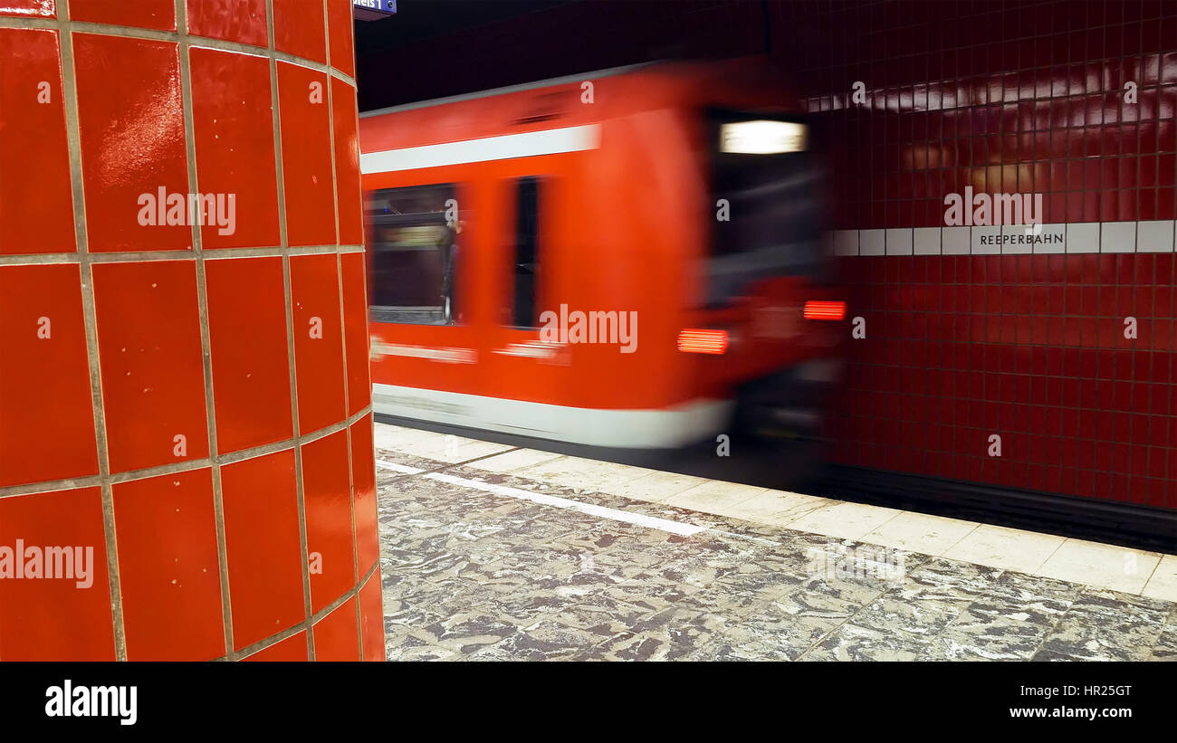 Hamburg, Germany - October, 10, 2016: Metro subway train leaves the ...