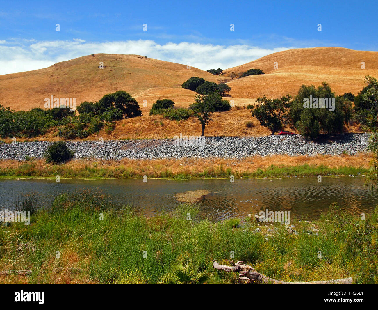 Alameda Creek, in Niles Canyon,  dry season,  Alameda County, California, USA Stock Photo