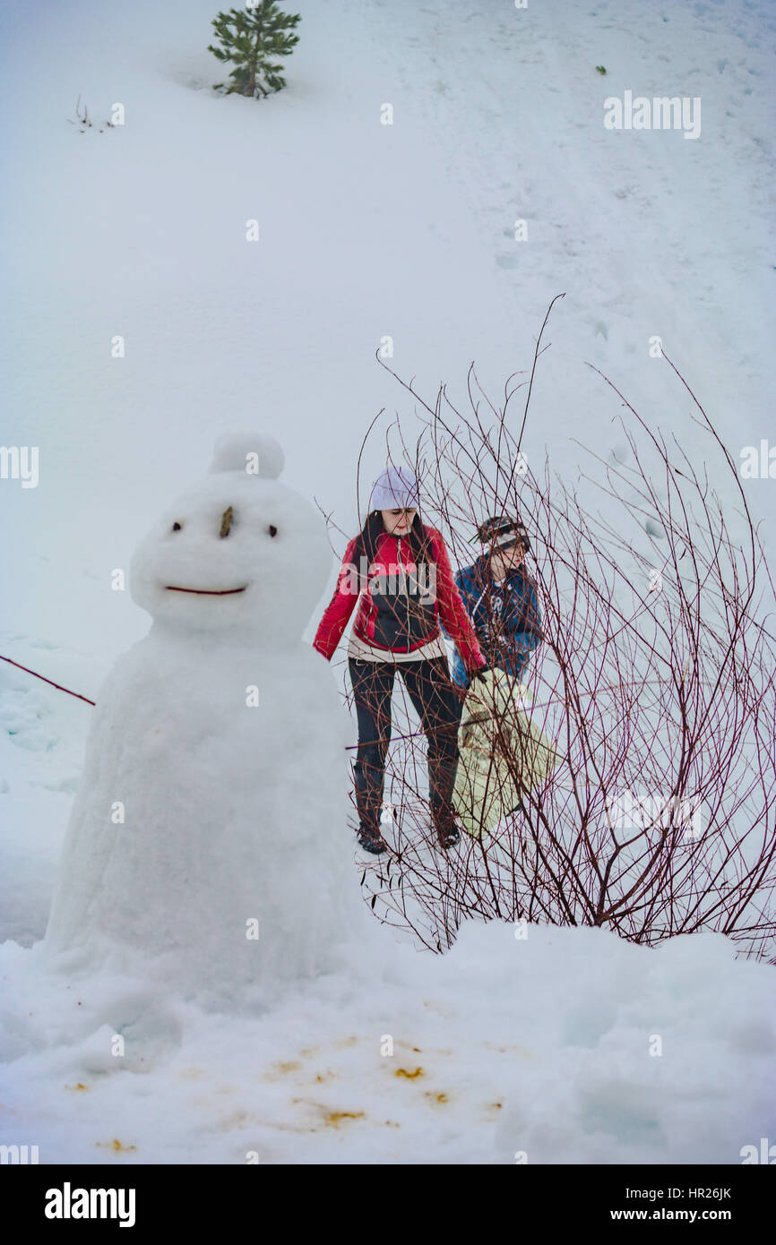 snowman winterscape. kardan adam, kis manzarasi Stock Photo