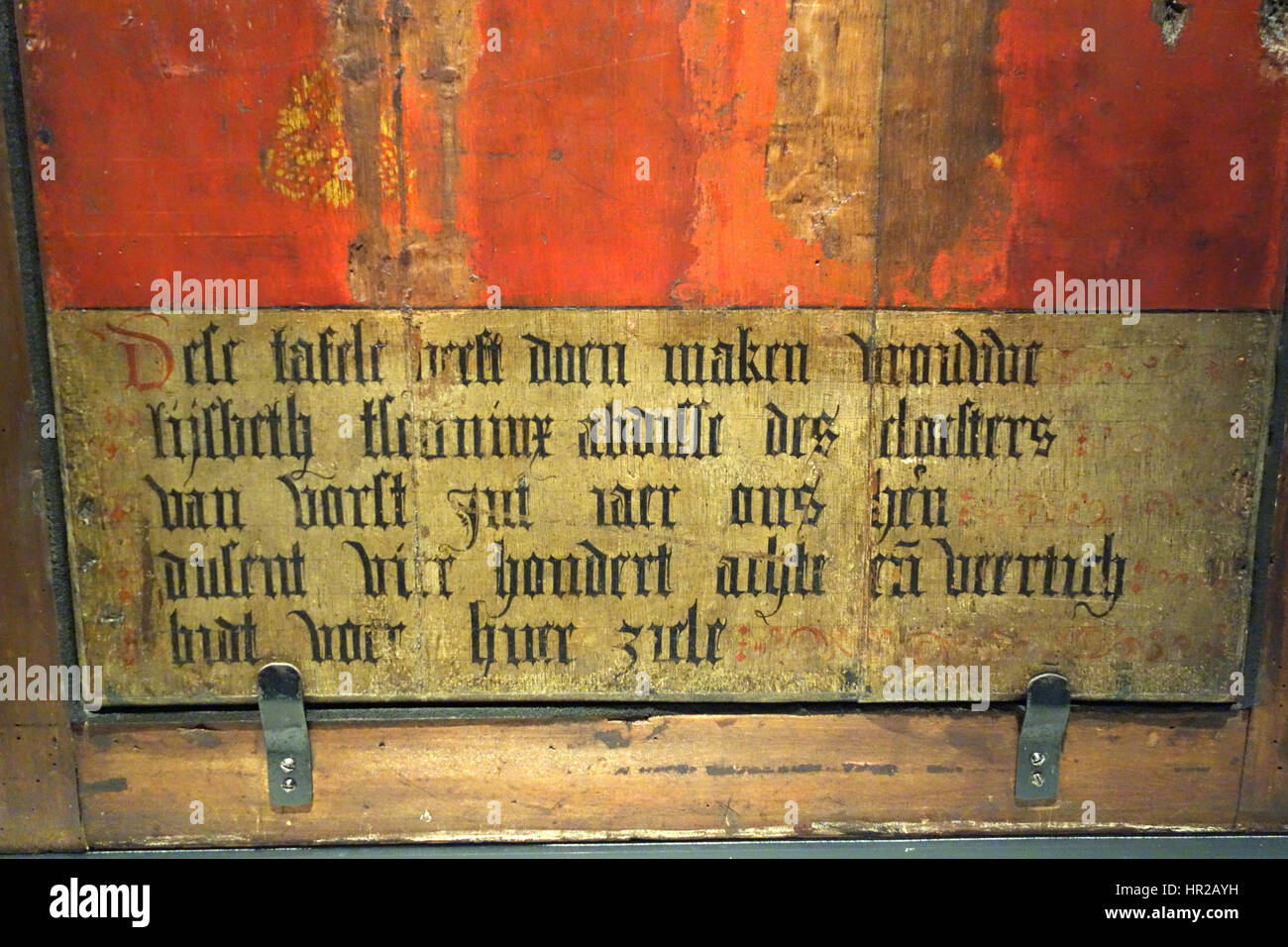 Pieta text, artist unknown, circle of Rogier van der Weyden, 1448 - Museum M - Leuven, Belgium - DSC05171 Stock Photo