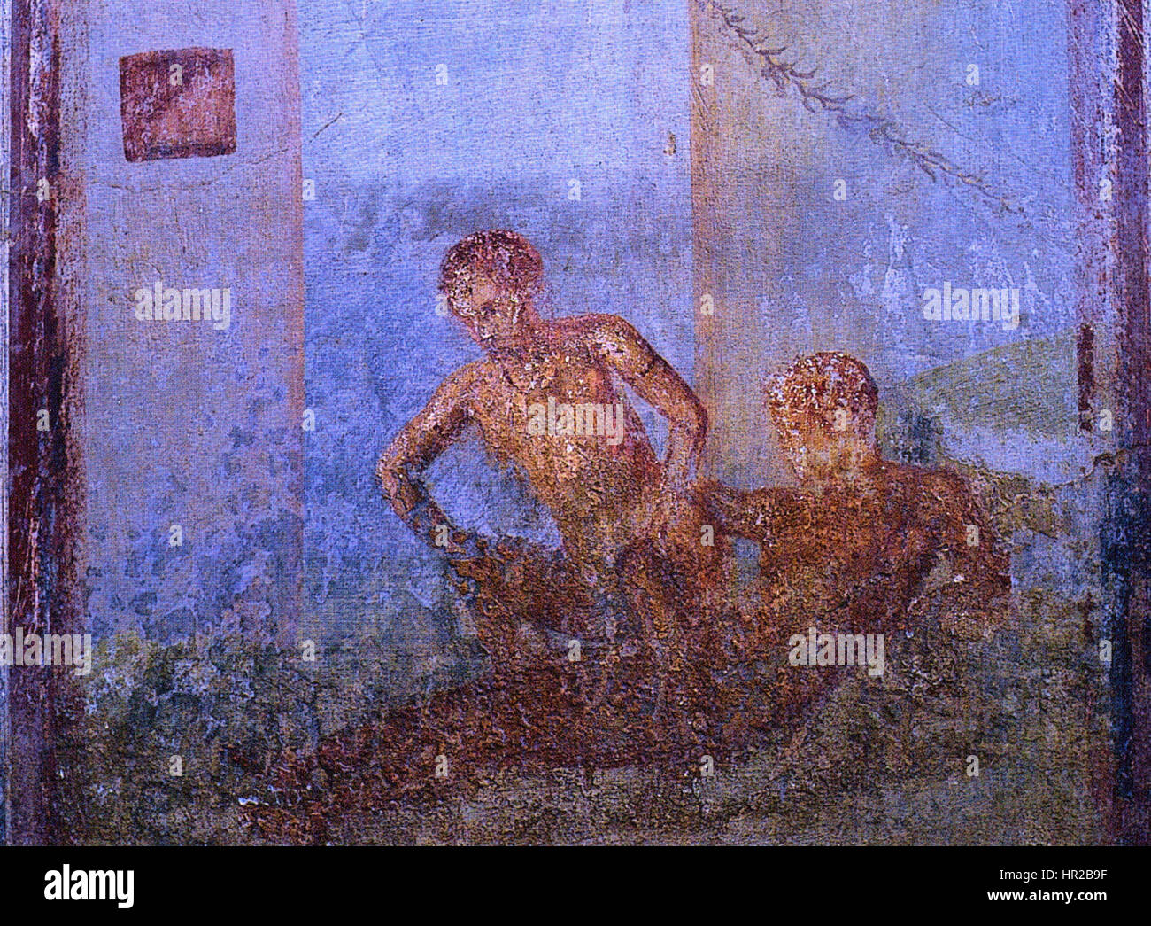 Pompeii - Casa del Centenario - Cubiculum - Love scene from north wall Stock Photo