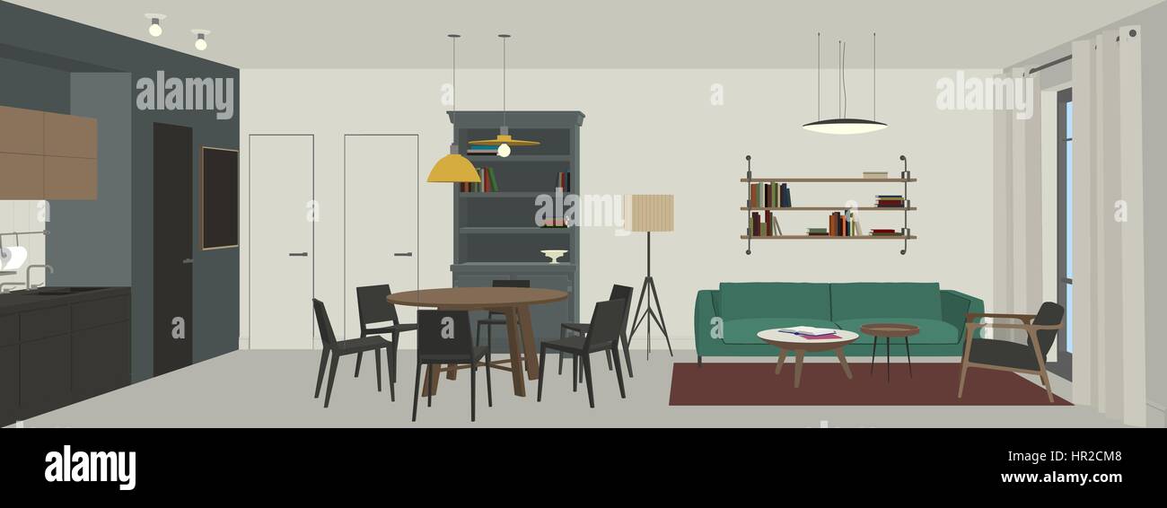 Living room interior Stock Vector Image & Art - Alamy