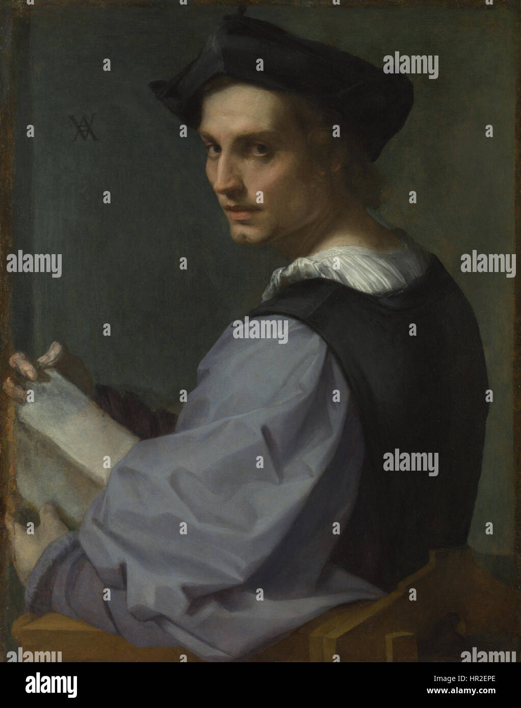 Portrait of a Young Man, Andrea del Sarto Stock Photo