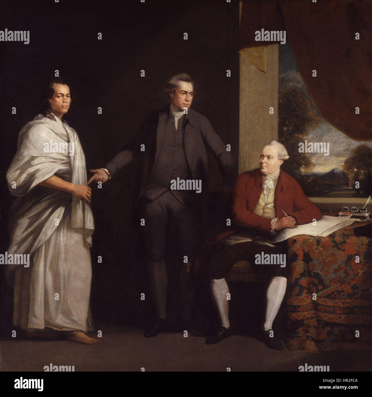 Omai (Mai), Sir Joseph Banks and Daniel Charles Solander by William Parry Stock Photo