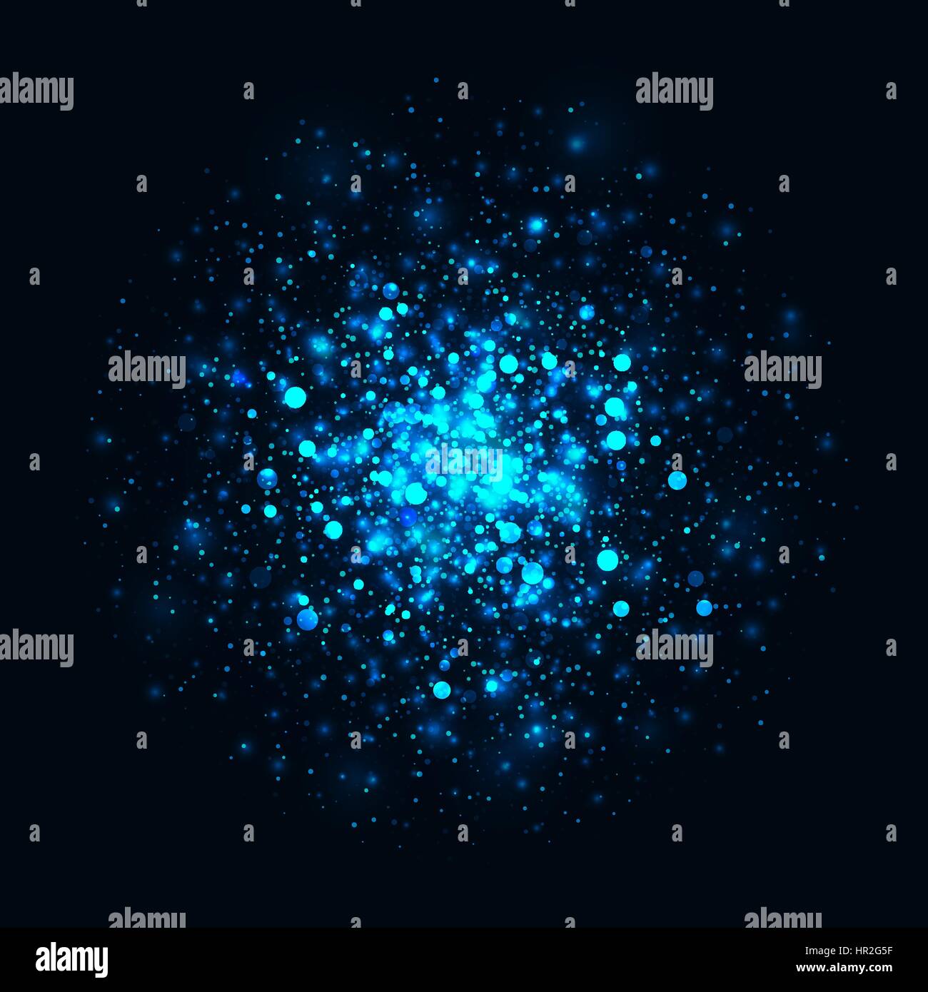 Vector blue glowing light glitter abstract background. Magic glow light ...