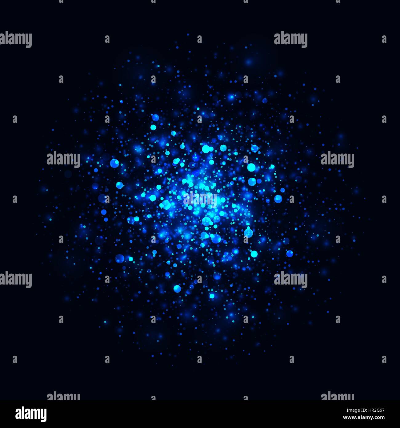 Vector blue glowing light glitter abstract background. Magic glow light effect. Star burst with sparkles on black background Stock Vector