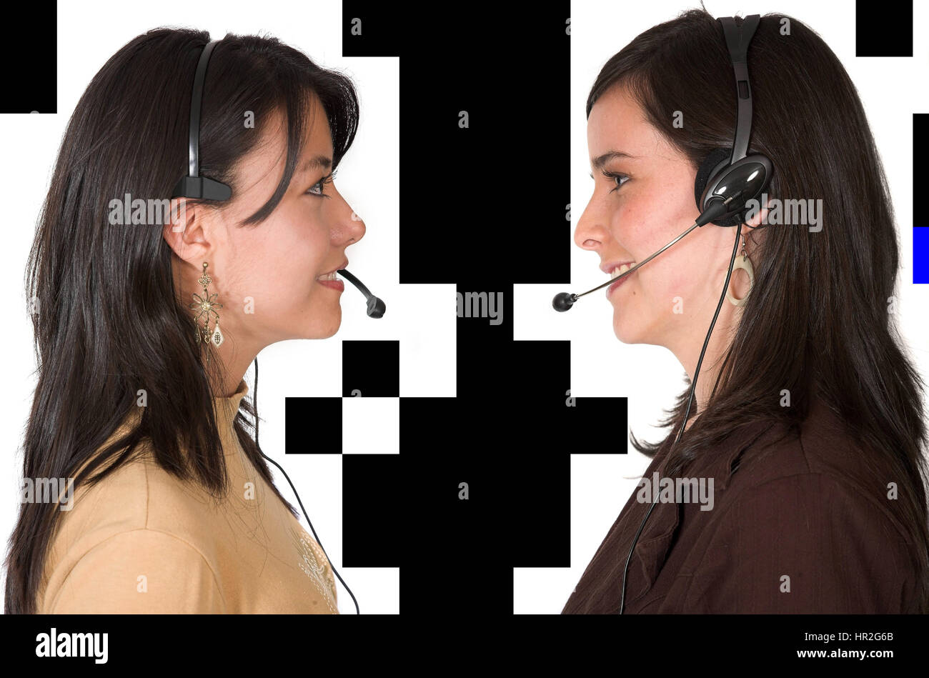 customer support face to face over white Stock Photo - Alamy