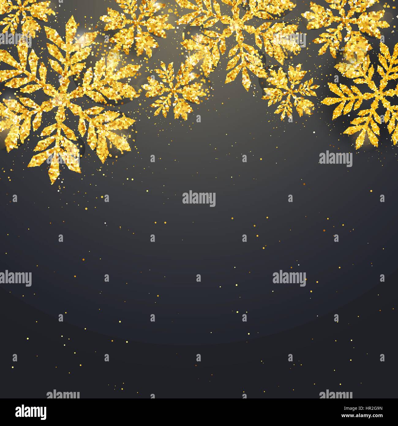 Vector Christmas New Year greeting card with sparkling glitter golden ...