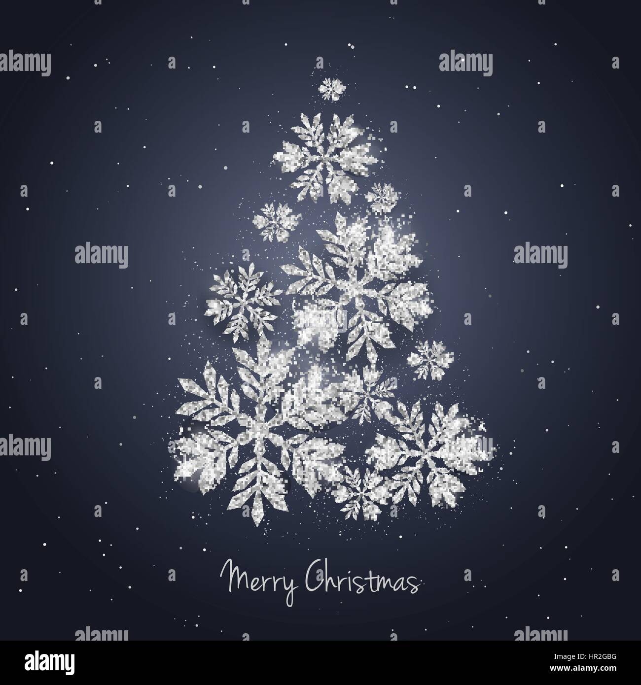 Vector Christmas New Year greeting card with sparkling glitter silver ...