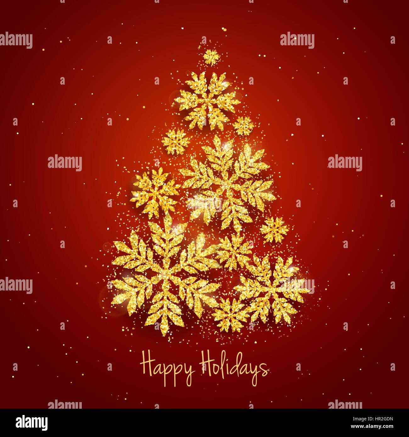 Vector Christmas New Year greeting card with sparkling glitter golden ...