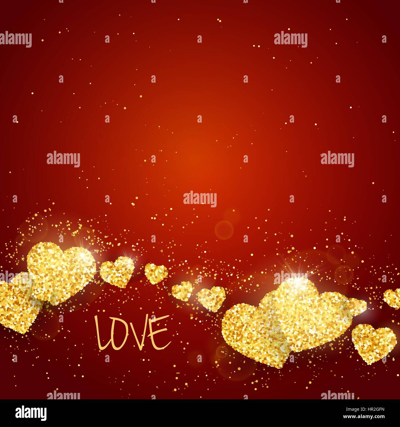 Vector Happy Valentines Day greeting card with sparkling glitter gold ...