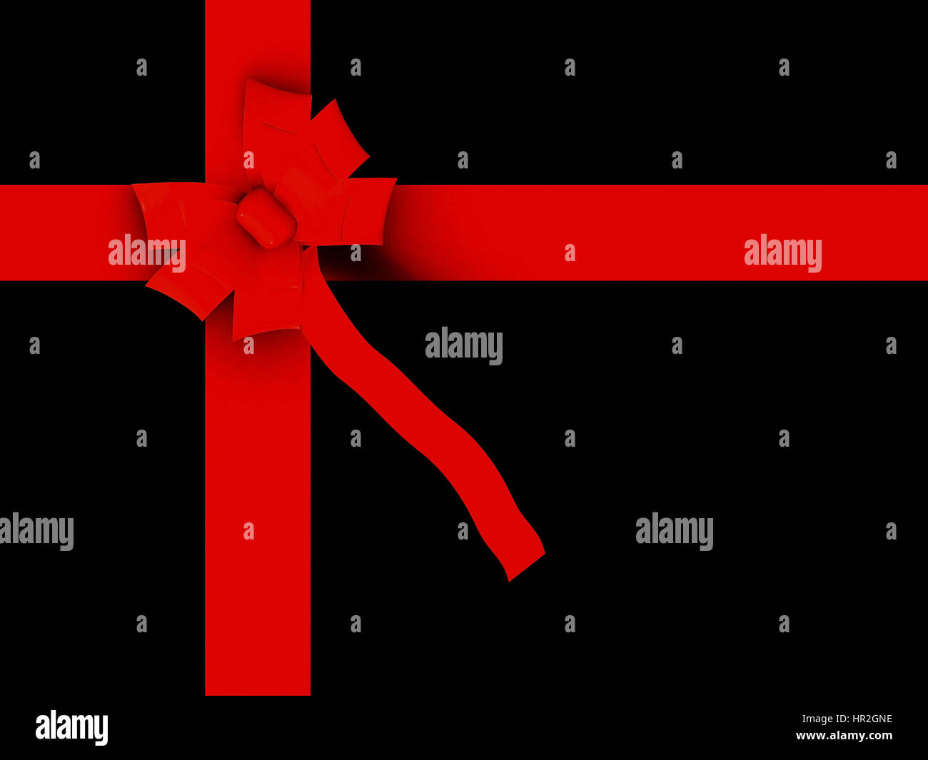 black gift with red ribbon made in 3d Stock Photo - Alamy