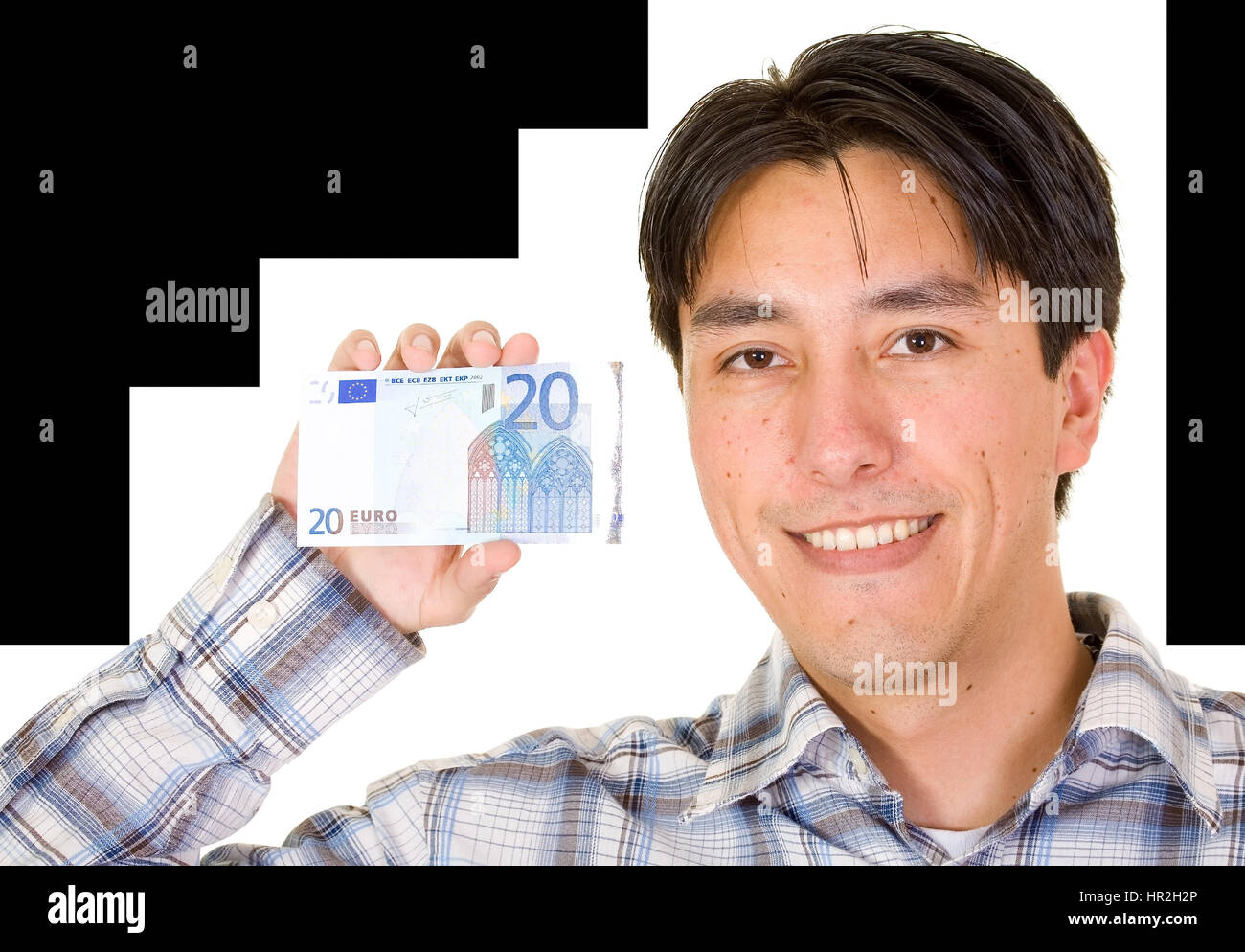 business man holding a euro note over a white background Stock Photo ...