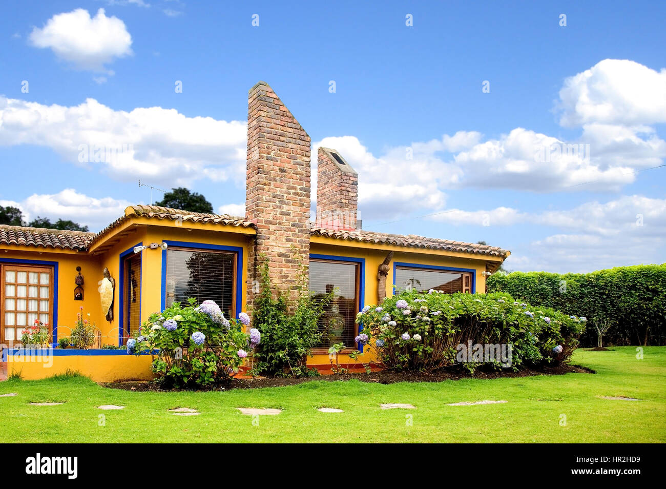 Beautiful house in the colombian countryside on a sunny day Stock Photo