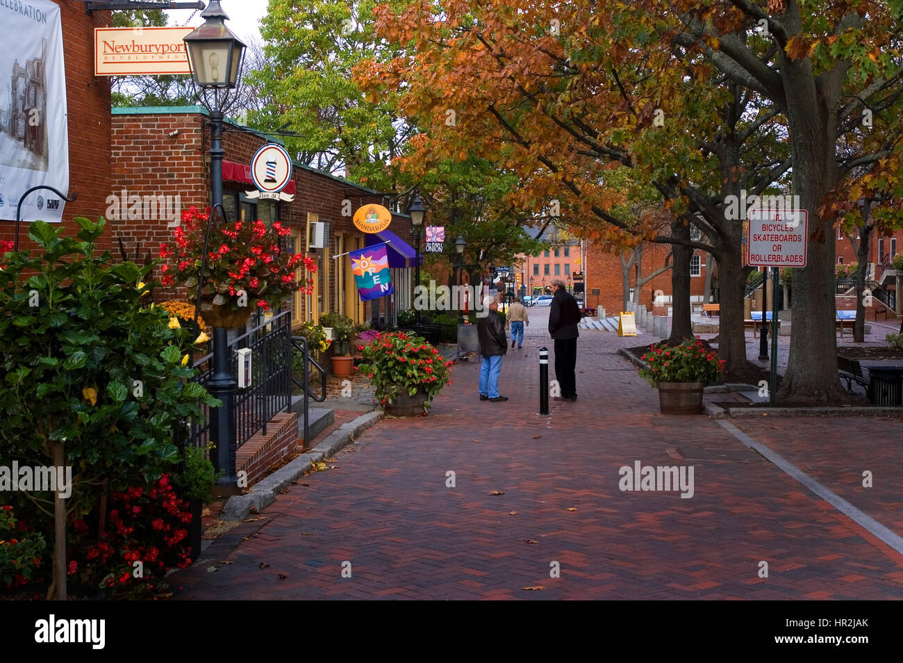 An Autumn scene in downtown Newburyport, Massachusetts - United States Stock Photo