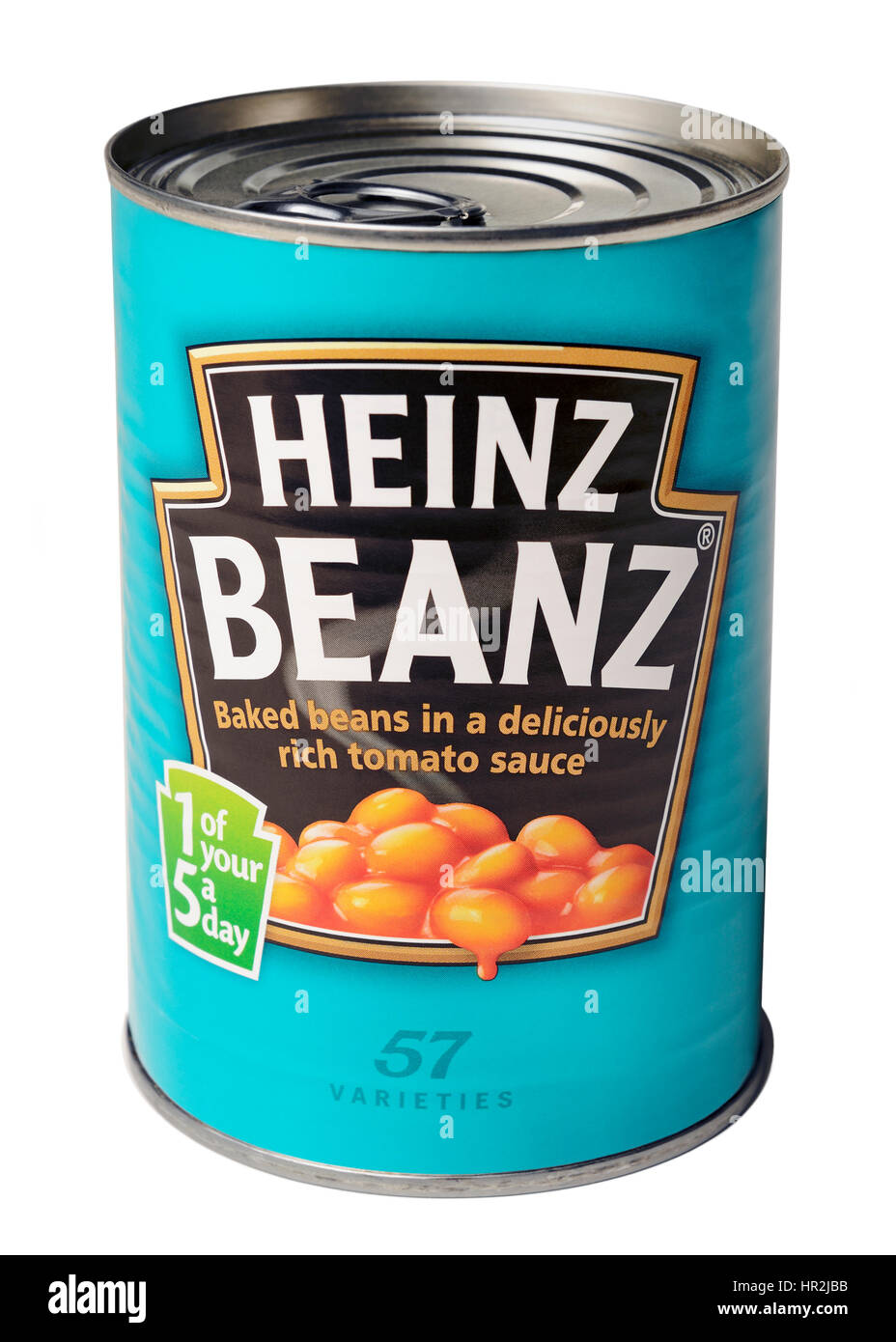 Heinz Beanz, a Tin of Baked Beans, Cut Out. Heinz Beanz are a traditional and popular British food. Stock Photo