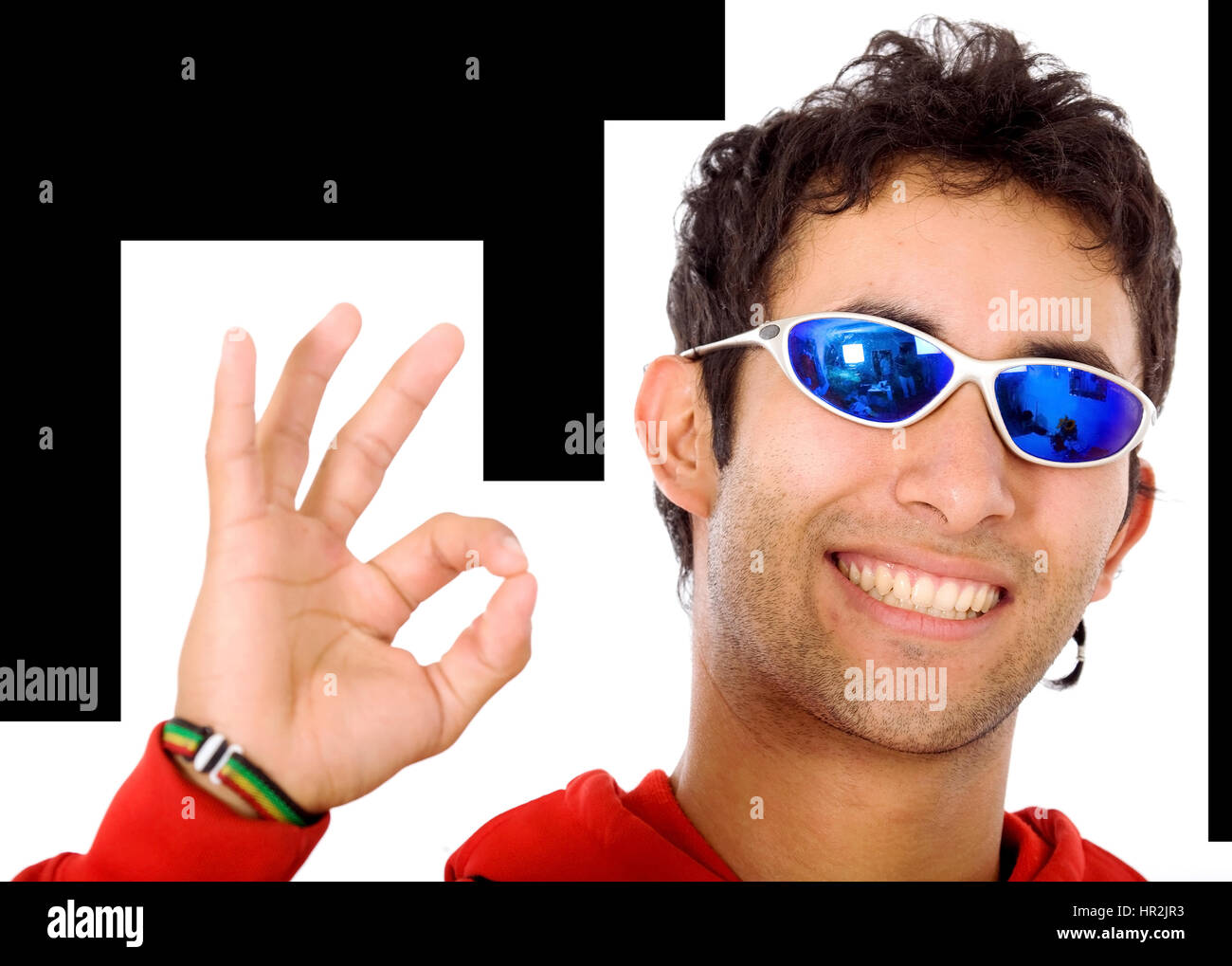 cool guy doing the ok sign with his hand isolated over a white