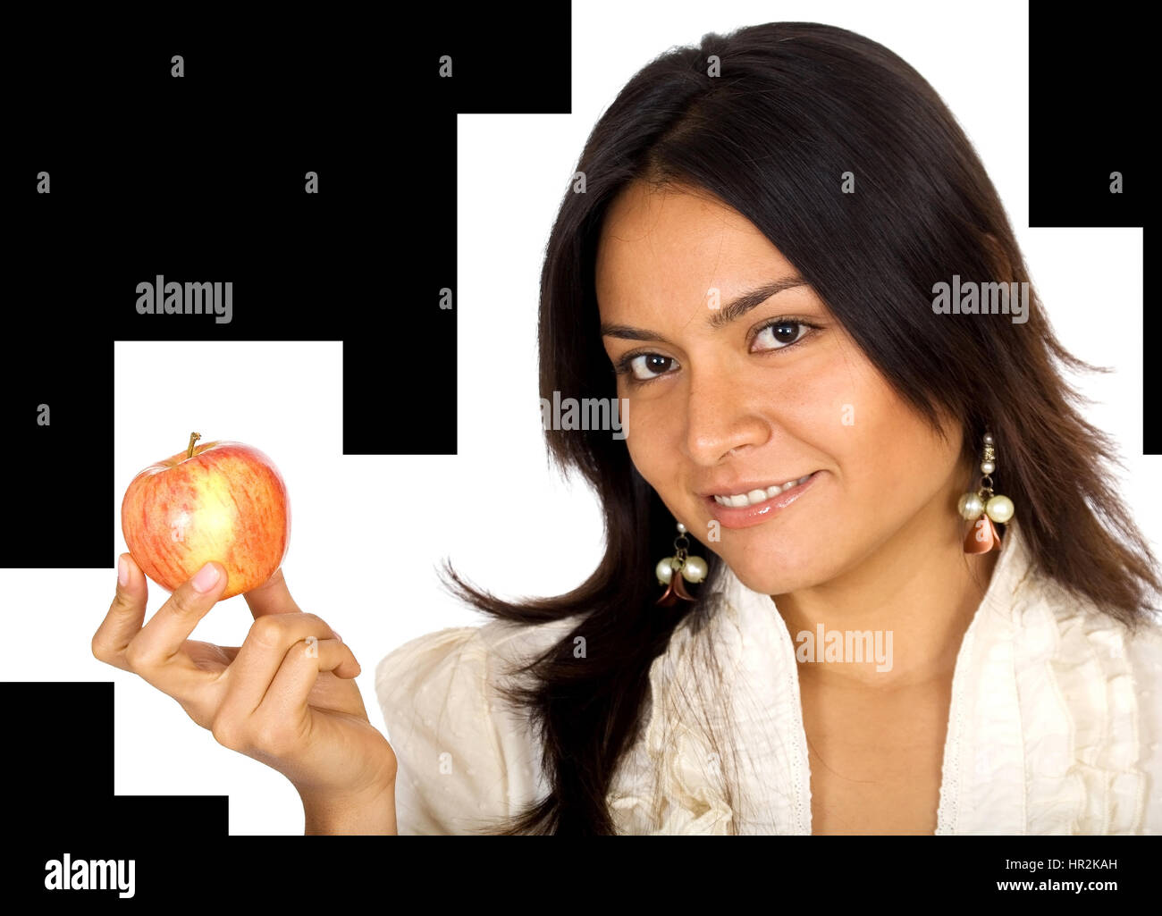 casual woman with an apple isolated over a white background Stock Photo ...